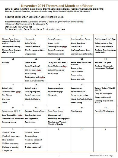 November Lesson Plans Preschool Preschool November Curriculum and Lesson Plans