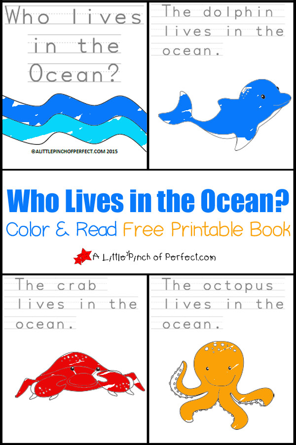 Ocean Lesson Plans Preschool who Lives In the Ocean Color and Read Printable Book