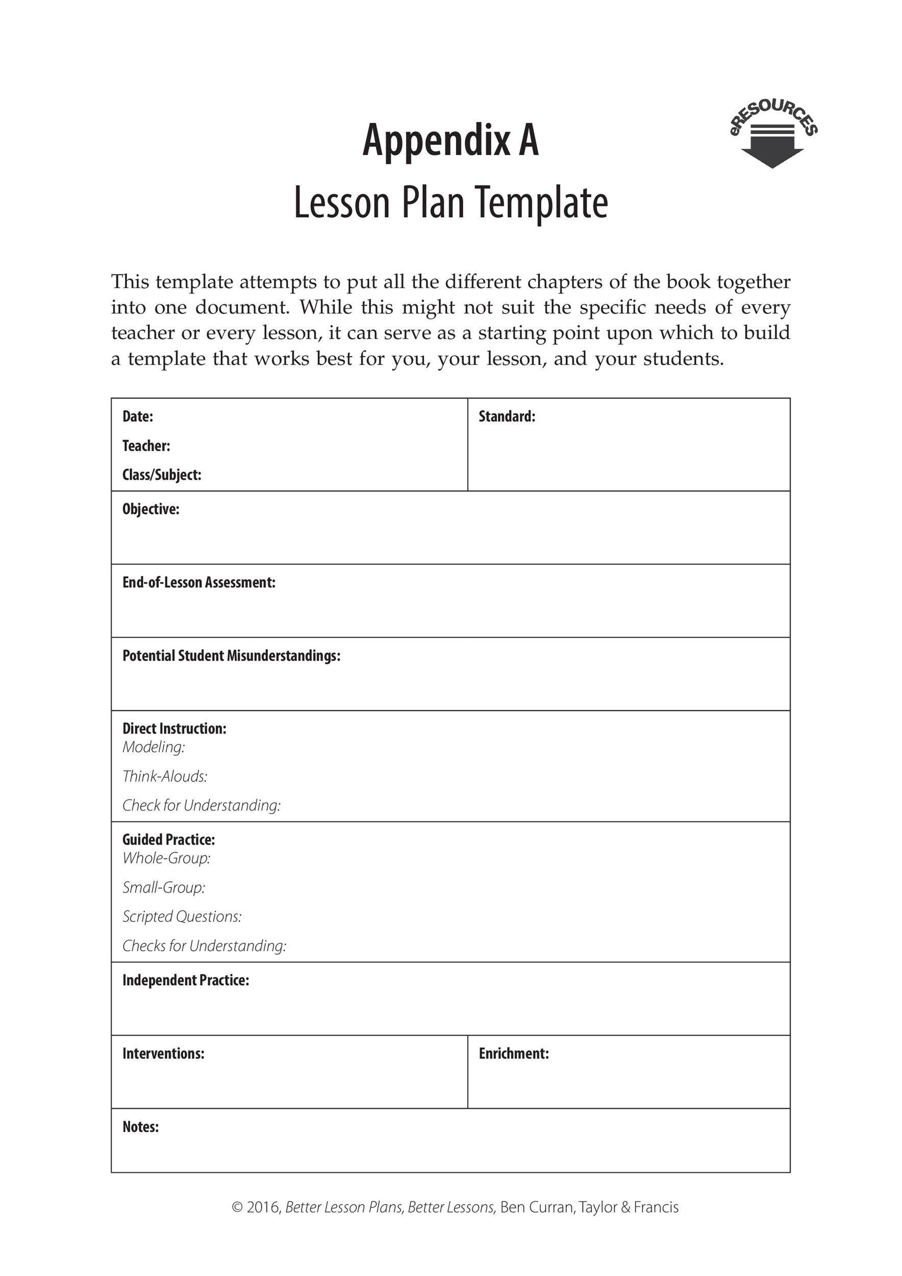 Online Lesson Plan Template 44 Free Lesson Plan Templates [ Mon Core Preschool Weekly]