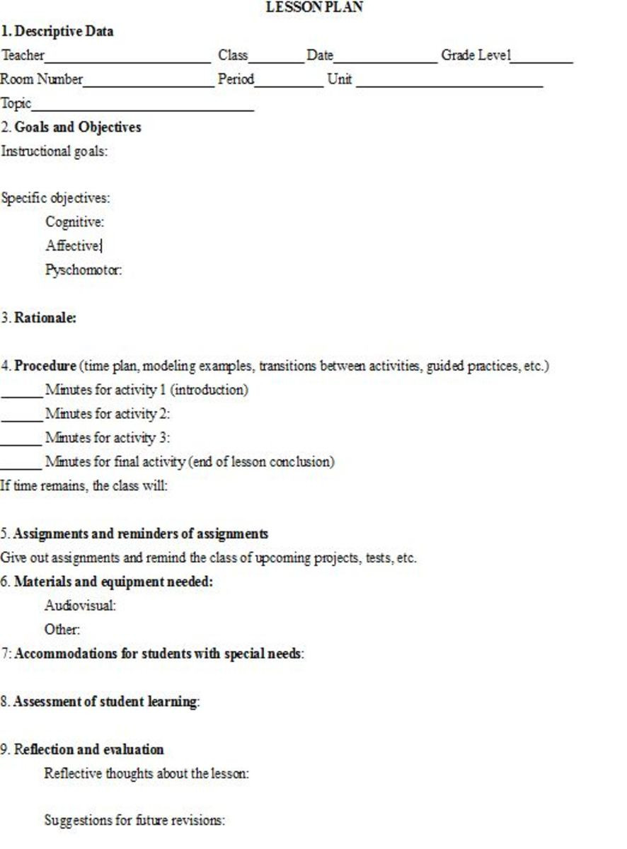 Parts Of Lesson Plan Parts Of A Lesson Plan and An Effective Easy Template