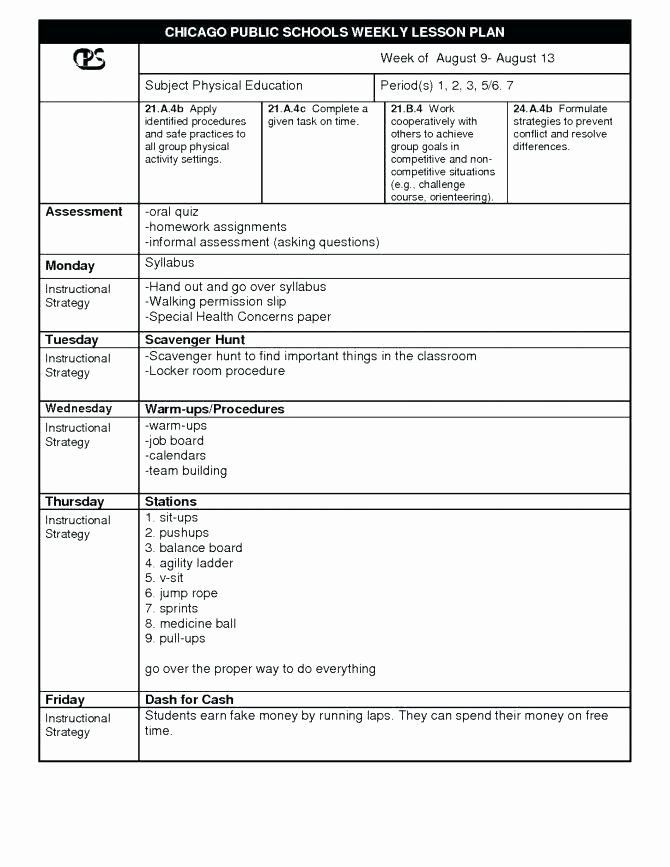 Pe Lesson Plan Template Pe Lesson Plan Template In 2020 with Images