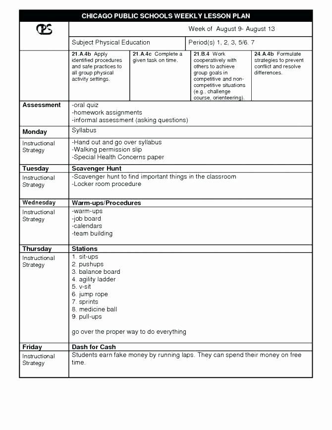 Pe Lesson Plan Template Daisy Blake