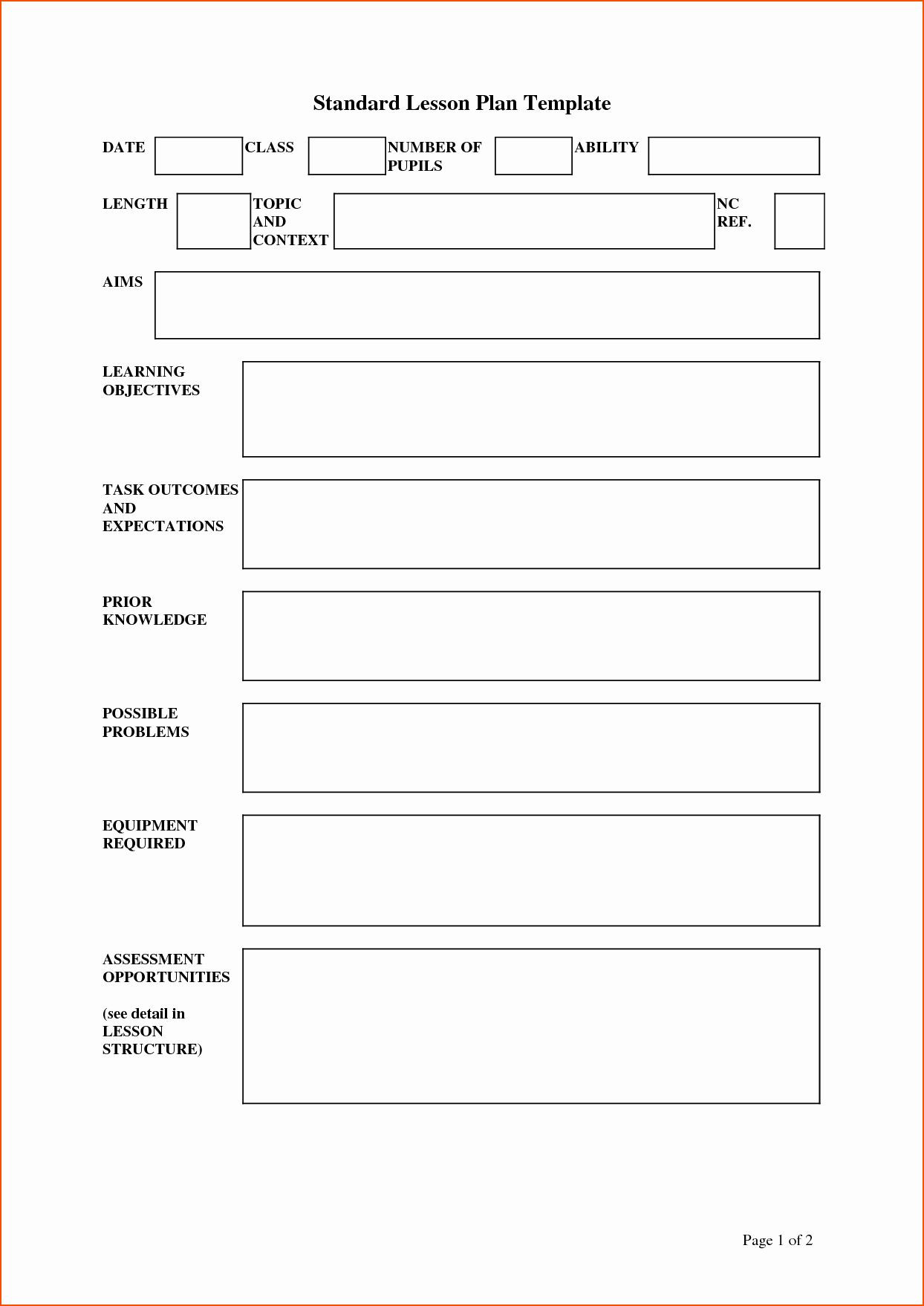 Pe Lesson Plan Template Simple Lesson Plan Template In 2020