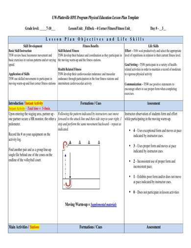 Physical Education Lesson Plans Free 10 Physical Education Lesson Plan Examples and