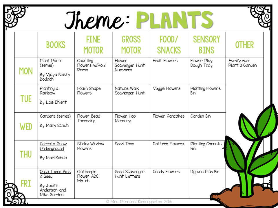 Plants Lesson Plan tot School Plants