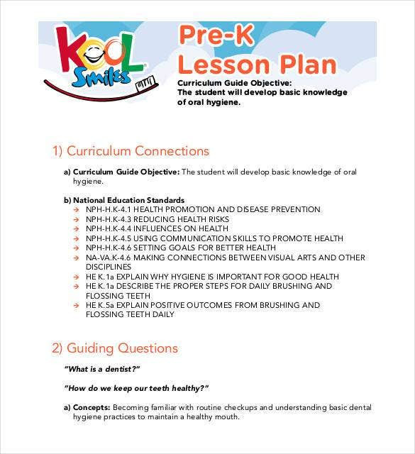 preschool lesson plan template