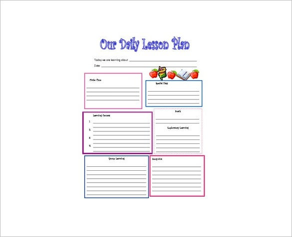 Preschool Daily Lesson Plan Daily Lesson Plan Template 10 Free Word Excel Pdf