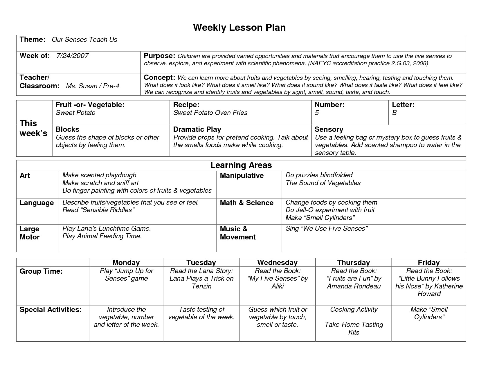 Preschool Lesson Plan Example How to Write Objectives for Preschool Lesson Plans
