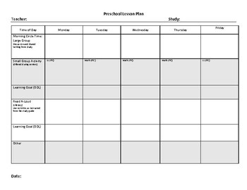 Preschool Lesson Plan Template Creative Curriculum Preschool Lesson Plan Template