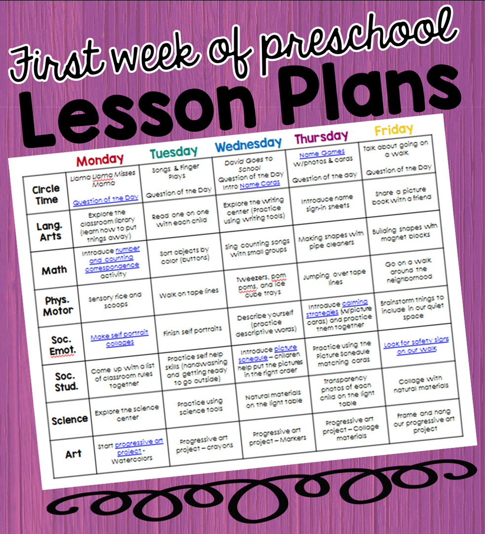 Preschool Lesson Plans Preschool Ponderings My Lesson Plans for the First Week