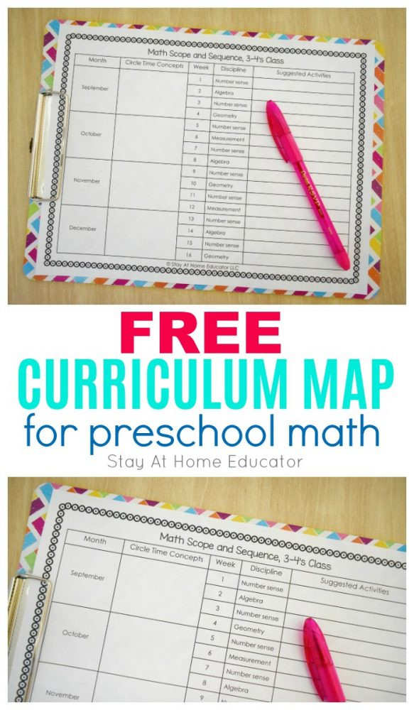 Preschool Math Lesson Plans Curriculum Map for Year Long Lesson Planning In Math