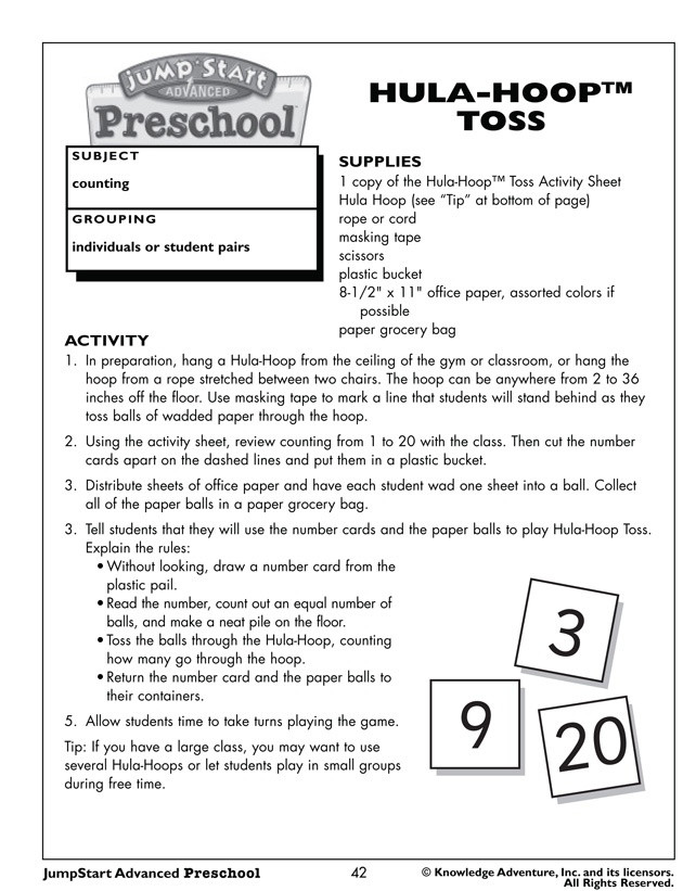 Preschool Math Lesson Plans Hula Hoop toss Preschool Math Lesson Plans and
