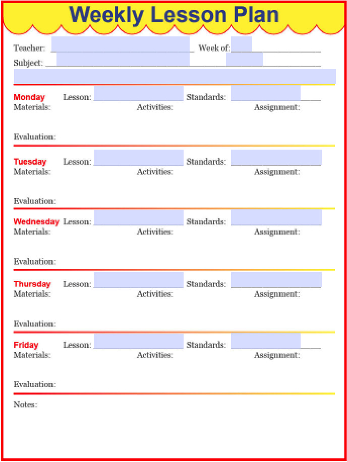Preschool Weekly Lesson Plan Download Weekly Lesson Plan Template Preschool