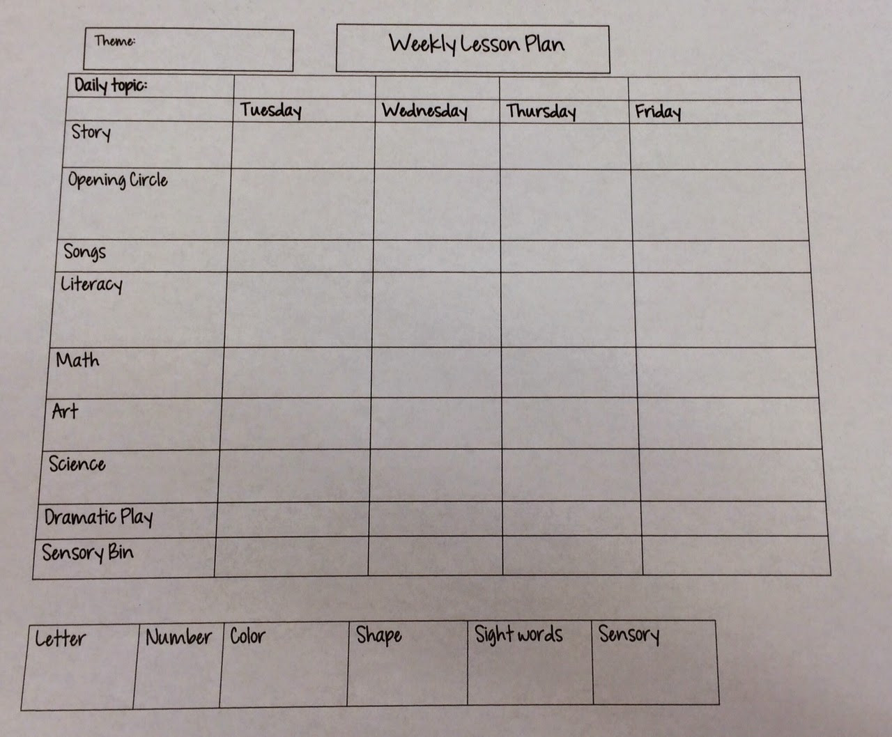Preschool Weekly Lesson Plan Miss Nicole S Preschool Weekly Lesson Plan Template