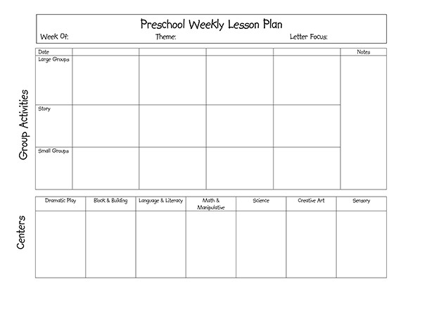 Preschool Weekly Lesson Plan Preschool Lesson Plan Template 7 In Word &amp; Pdf