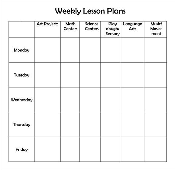 Preschool Weekly Lesson Plan Template Free Printable Weekly Lesson Plan Template …
