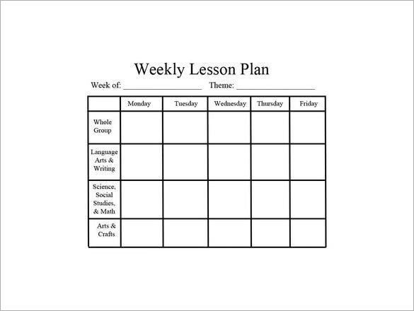 Preschool Weekly Lesson Plan Weekly Lesson Plan Template 10 Free Word Excel Pdf