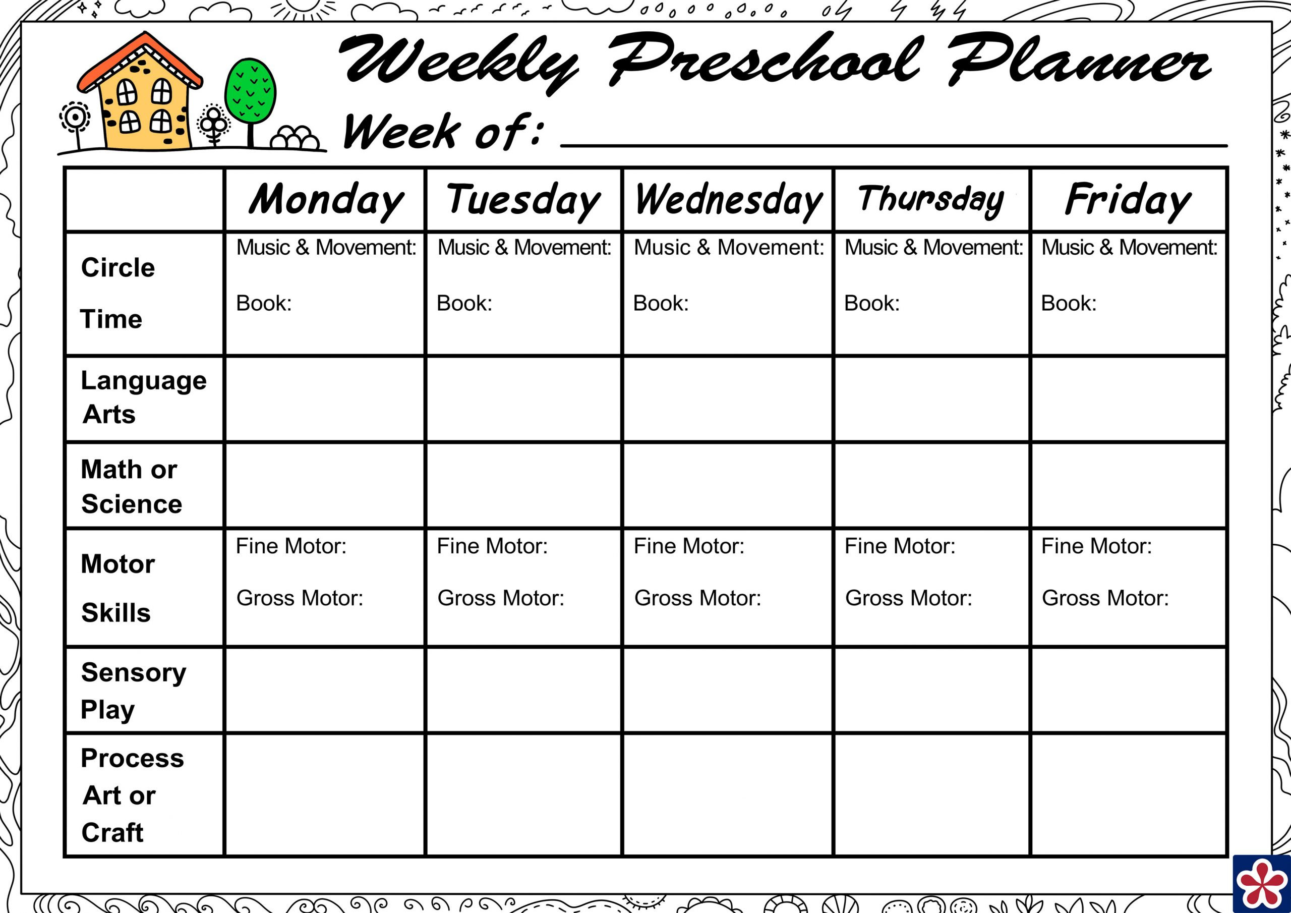 Preschool Weekly Lesson Plan Weekly Planner for Your Preschool Class