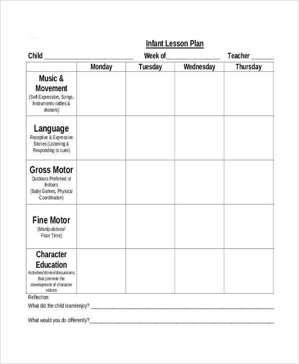 Printable Preschool Lesson Plan Template 11 Printable Preschool Lesson Plan Templates Free Pdf