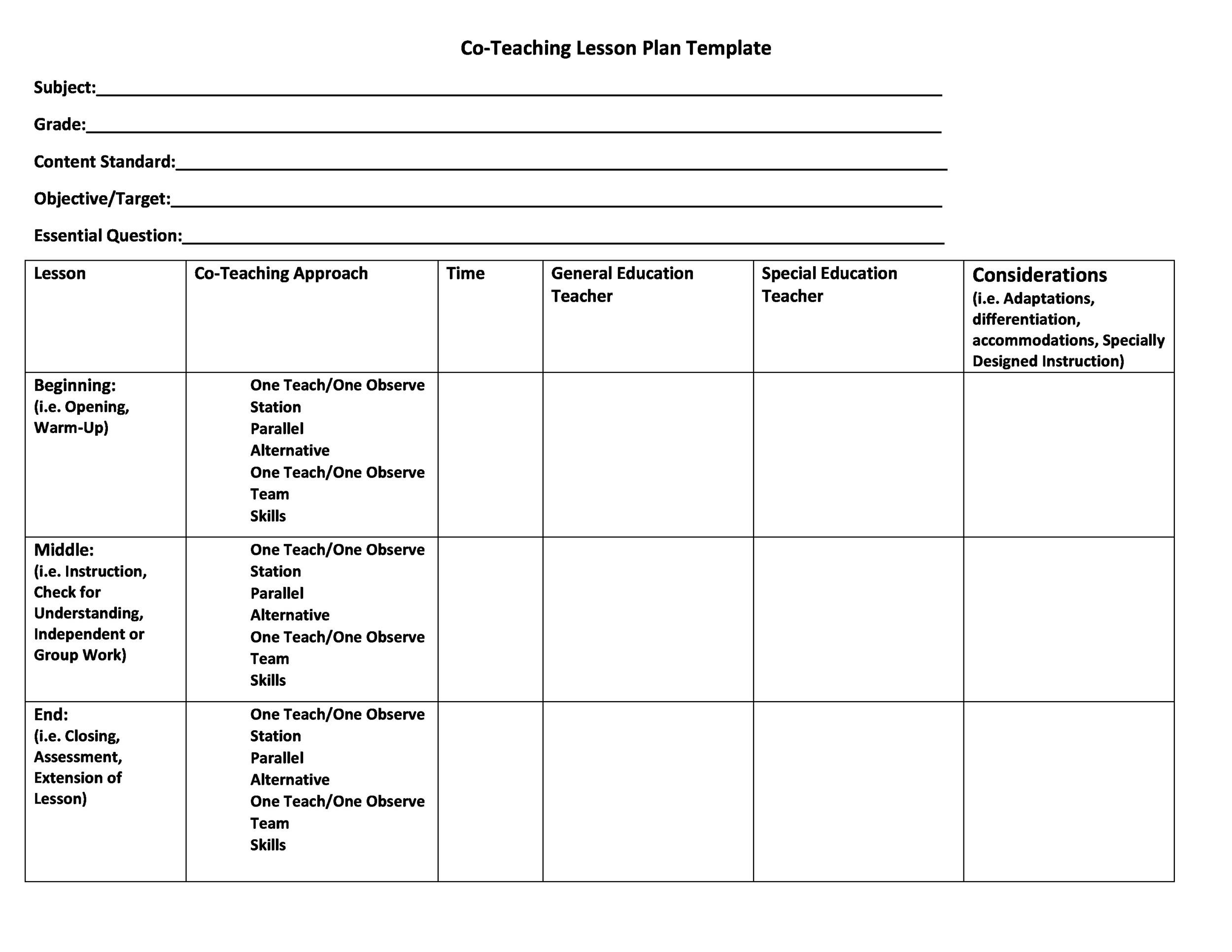 Printable Preschool Lesson Plan Template 44 Free Lesson Plan Templates [ Mon Core Preschool Weekly]