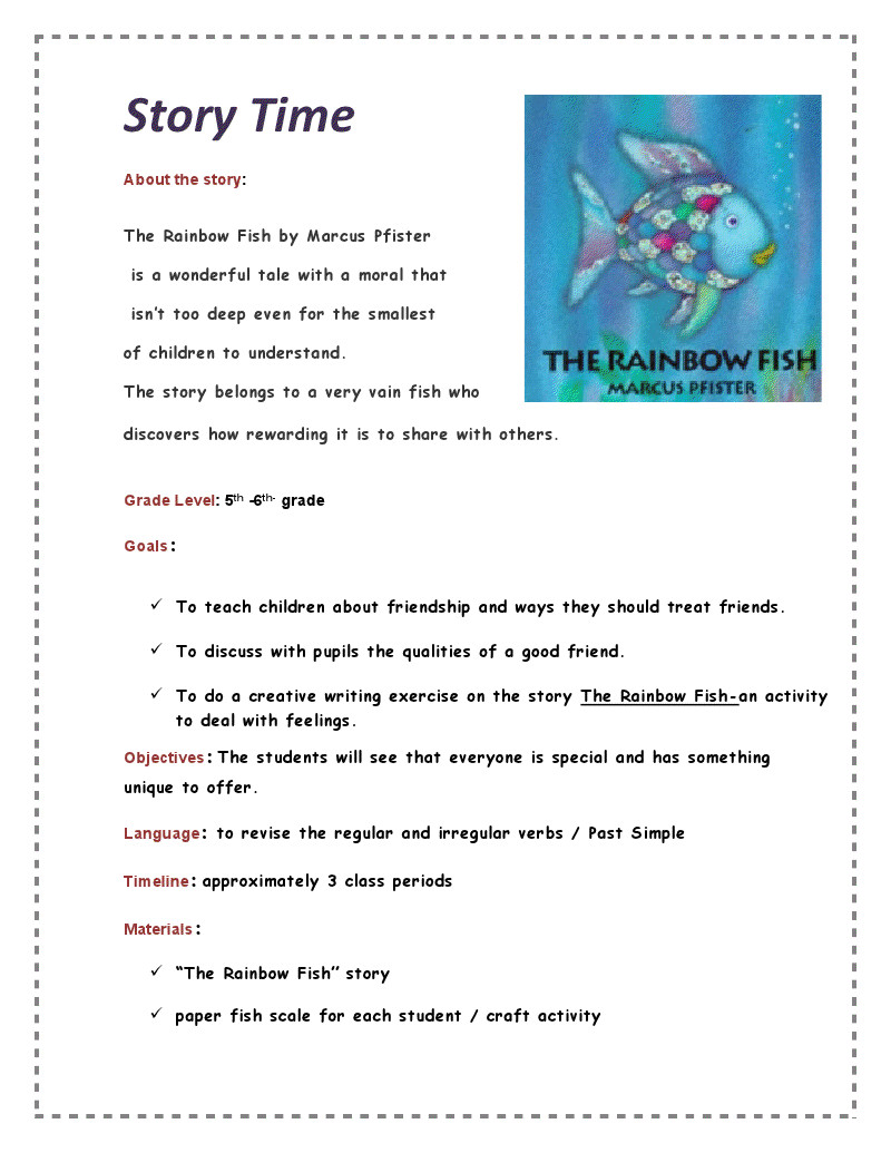 Rainbow Fish Lesson Plans Rainbow Fish Writing Activities