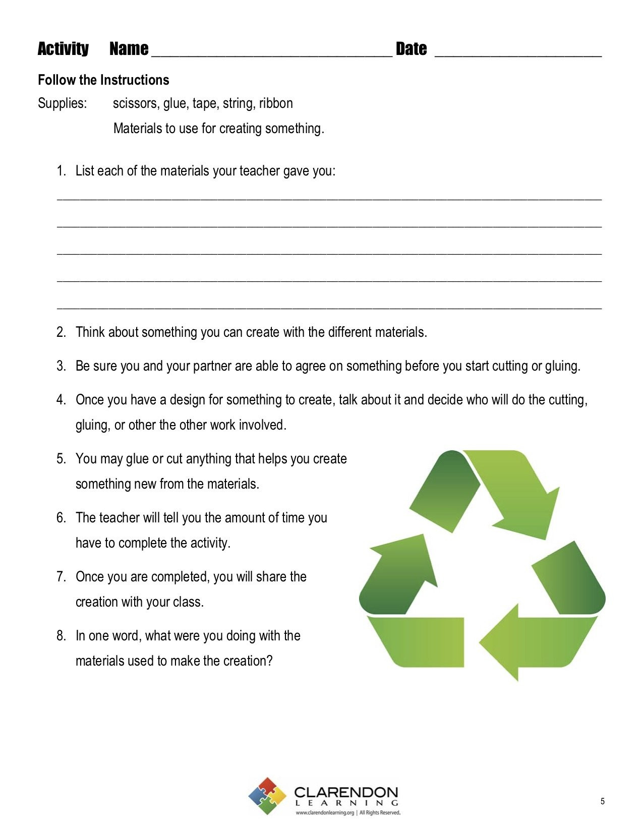 Recycling Lesson Plan Recycling Lesson Plan
