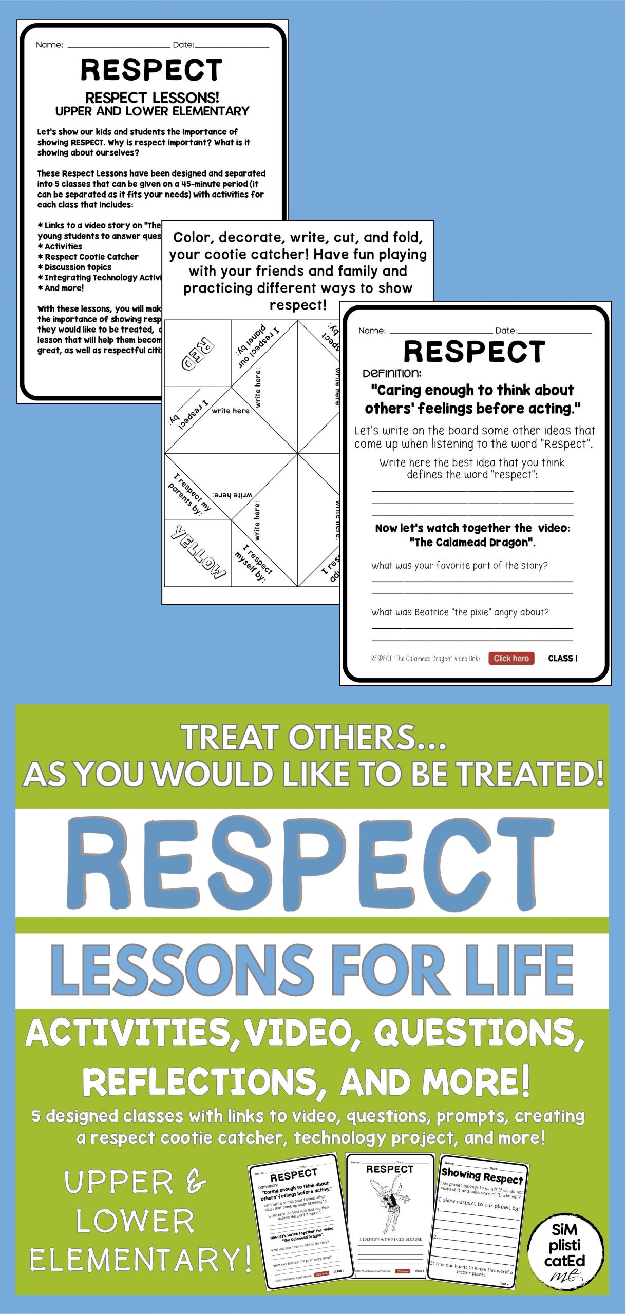 Respect Lesson Plans Respect Lessons for Life Activities Video Reflections