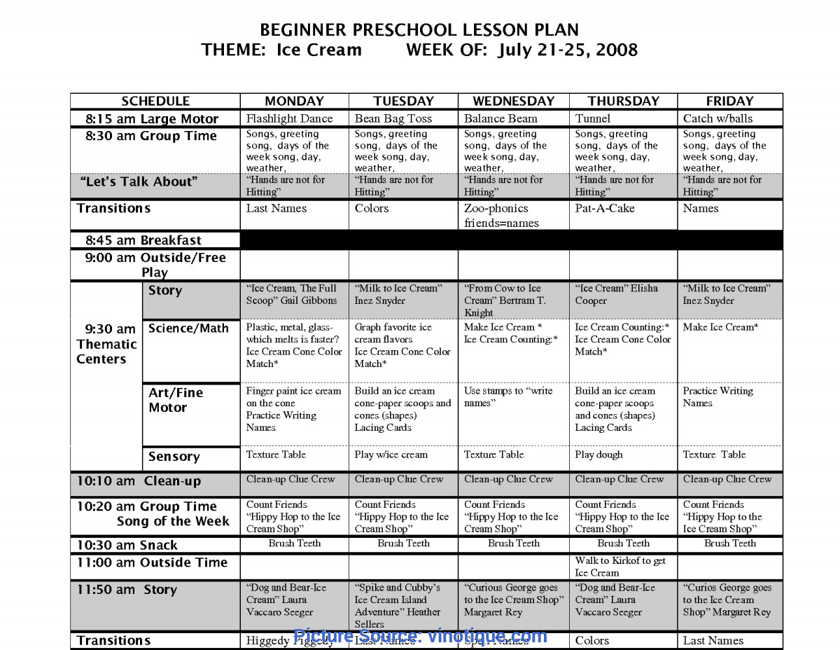 Sample Lesson Plan for Preschool Fresh 2 Year Old Daily Lesson Plans Free Weekly Lesson