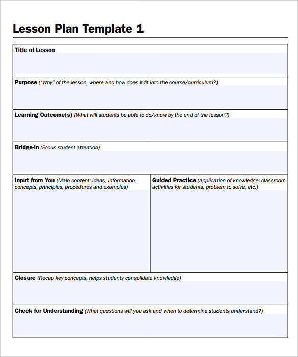 Sample Lesson Plan format Free 14 Sample Printable Lesson Plan Templates In Pdf