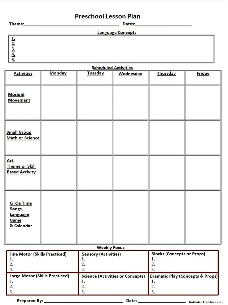 Scholastic Free Lesson Plans Printable Lesson Plan Template Nuttin but Preschool