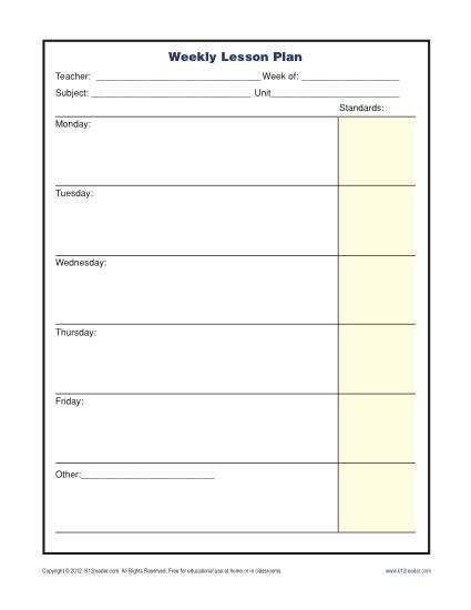 Scholastic Free Lesson Plans Weekly Lesson Plan Template with Standards Elementary