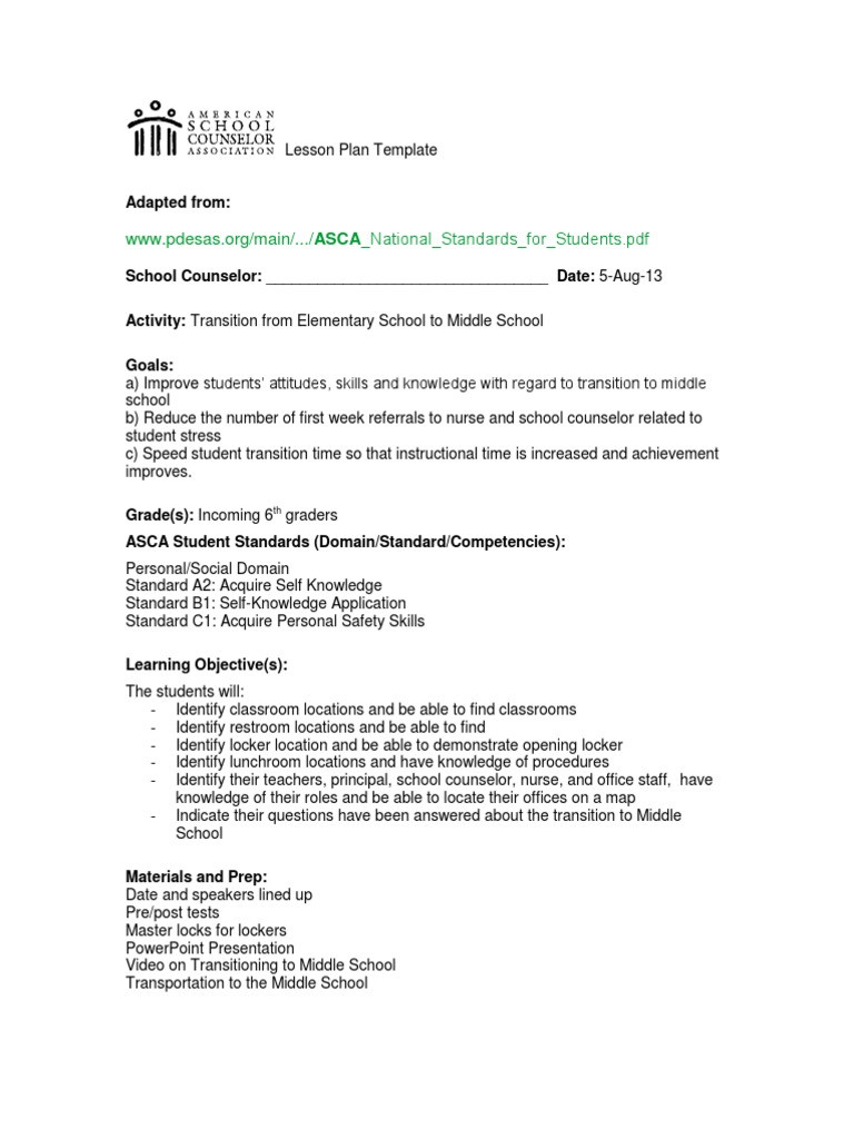 School Counseling Lesson Plans Counseling Lesson 2 School Counselor
