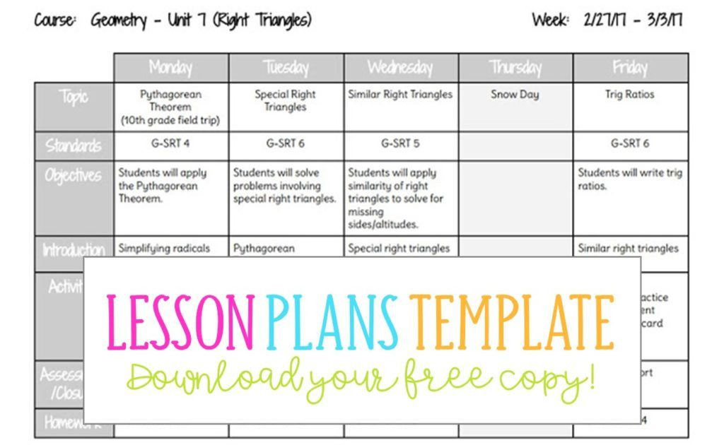 School Lesson Plans Lesson Plans Template