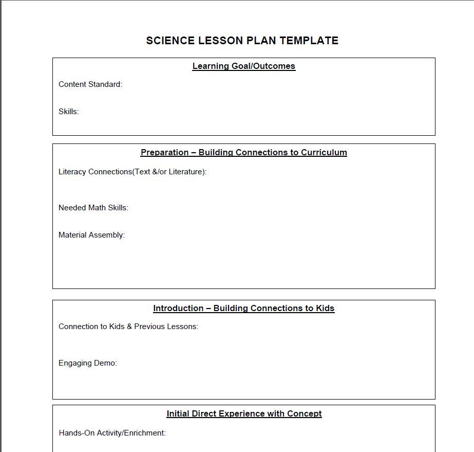 Science Lesson Plan Template Science Lesson Plan Template