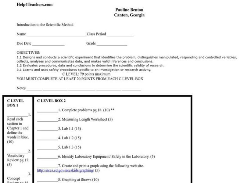 Scientific Method Lesson Plan Introduction to the Scientific Method Lesson Plan for 7th