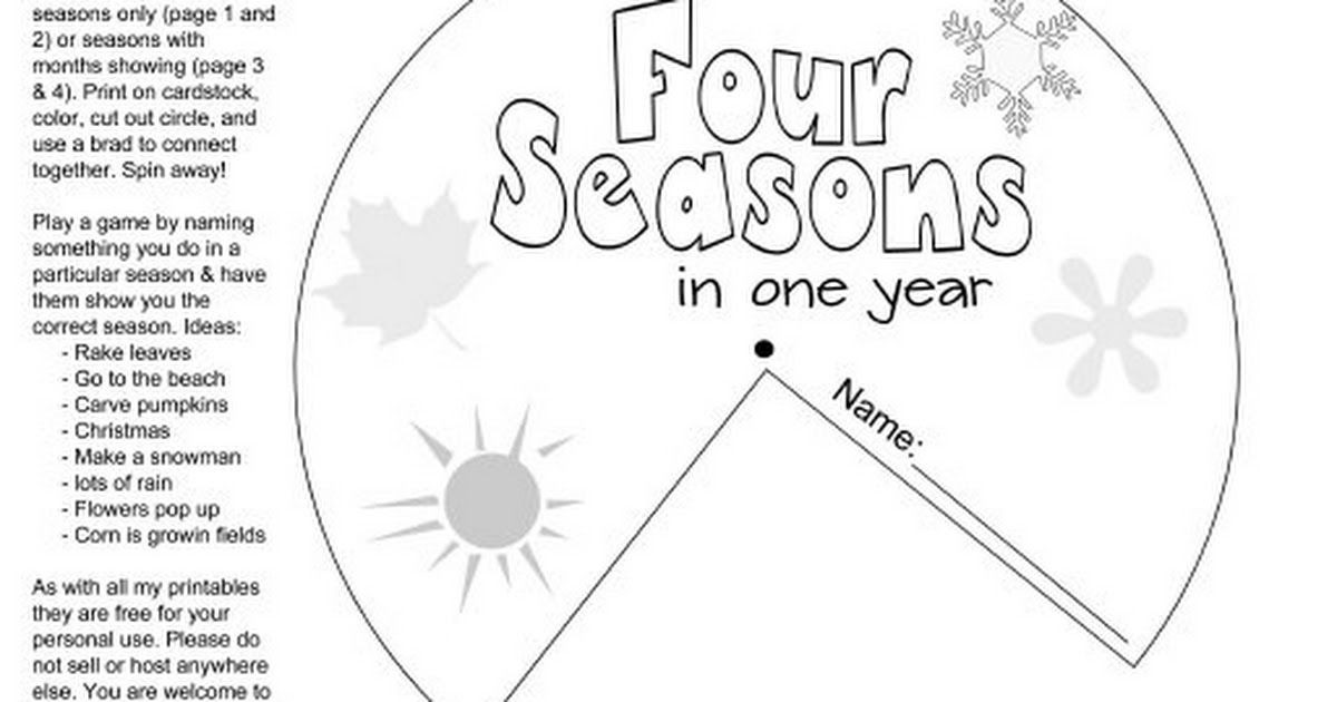 Seasons Lesson Plan Season Spin Pdf