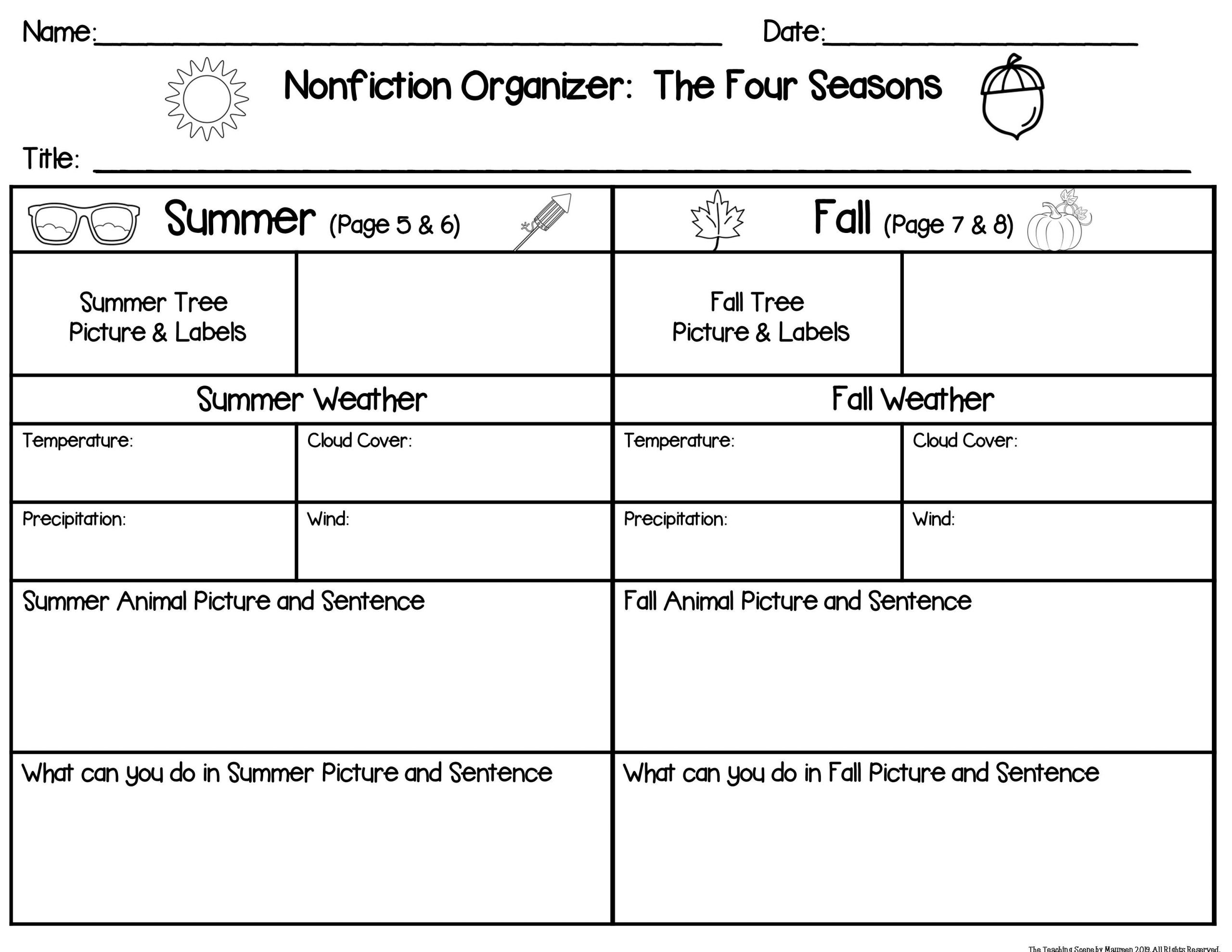 Seasons Lesson Plan the Four Seasons Informational Text Writing