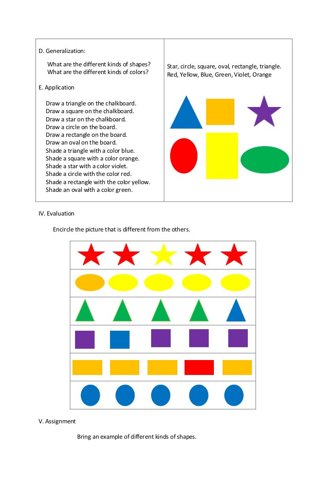 Shapes Lesson Plan Detailed Lesson Plan In Arts for Primary Level