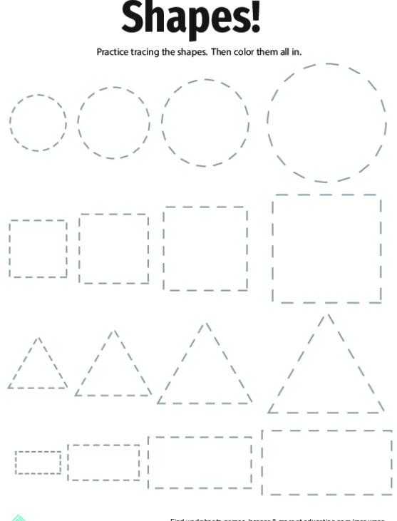 Shapes Lesson Plan for Preschool Tracing Basic Shapes Worksheet