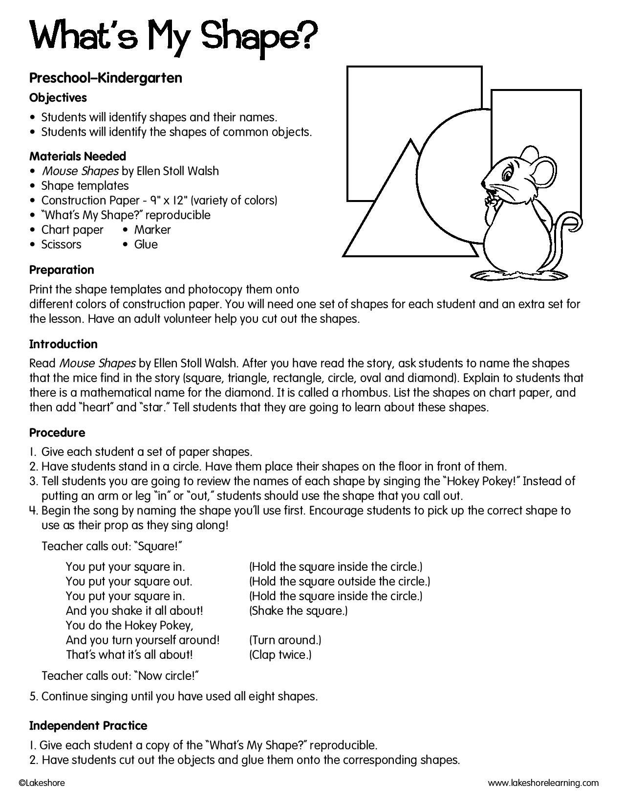 Shapes Lesson Plan for Preschool What S My Shape Lessonplan