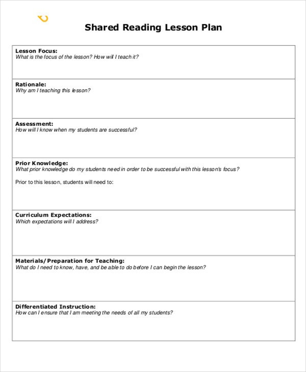 Shared Reading Lesson Plan D Reading Lesson Plan Template 4 Signs You Re In Love