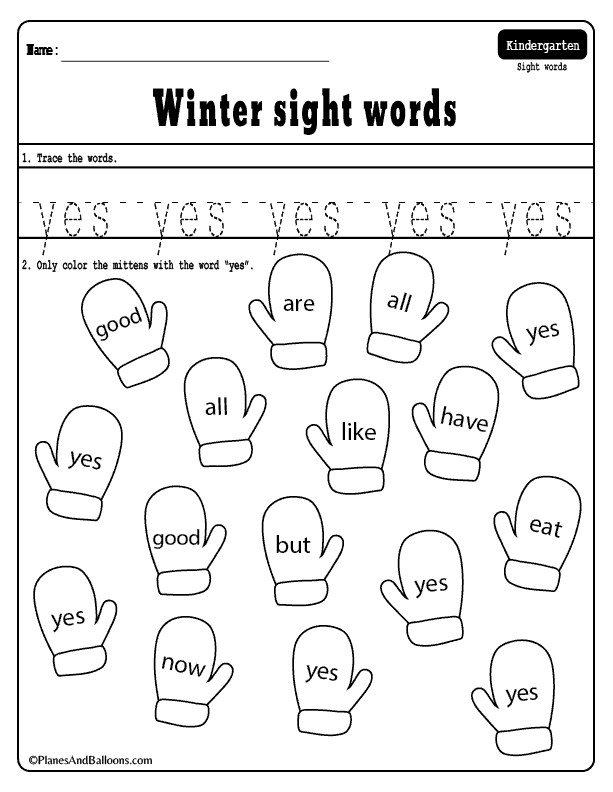 Sight Word Lesson Plans Winter Sight Words Worksheets for Your Kindergarten Lesson