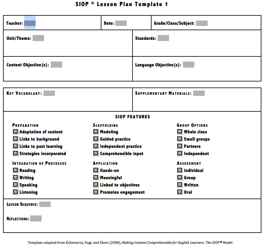 Siop Lesson Plan Examples Download Siop Lesson Plan Template 1 2