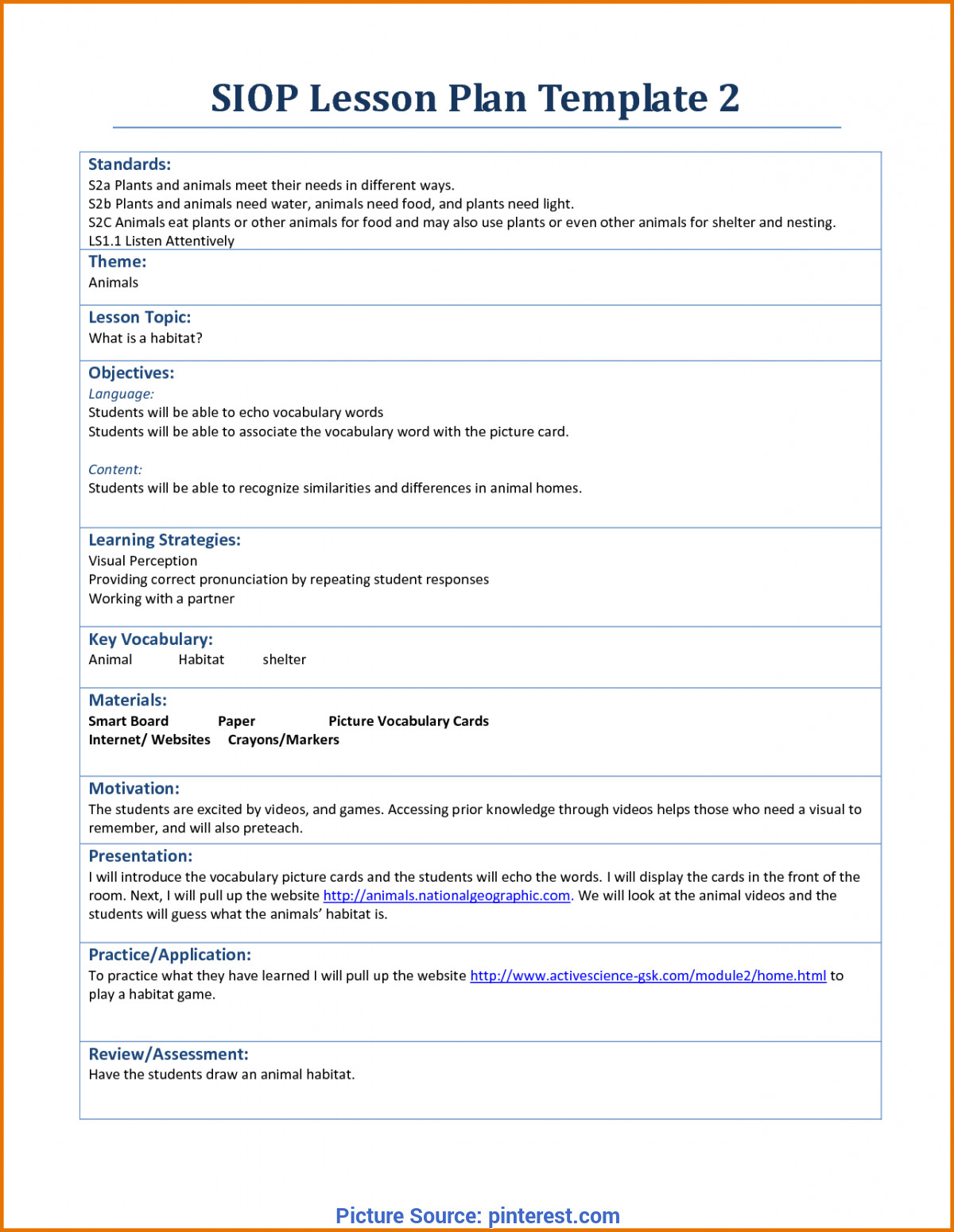 Siop Lesson Plan Examples Fresh Siop Lesson Plan Template 3 Example Siop Lesson Plan