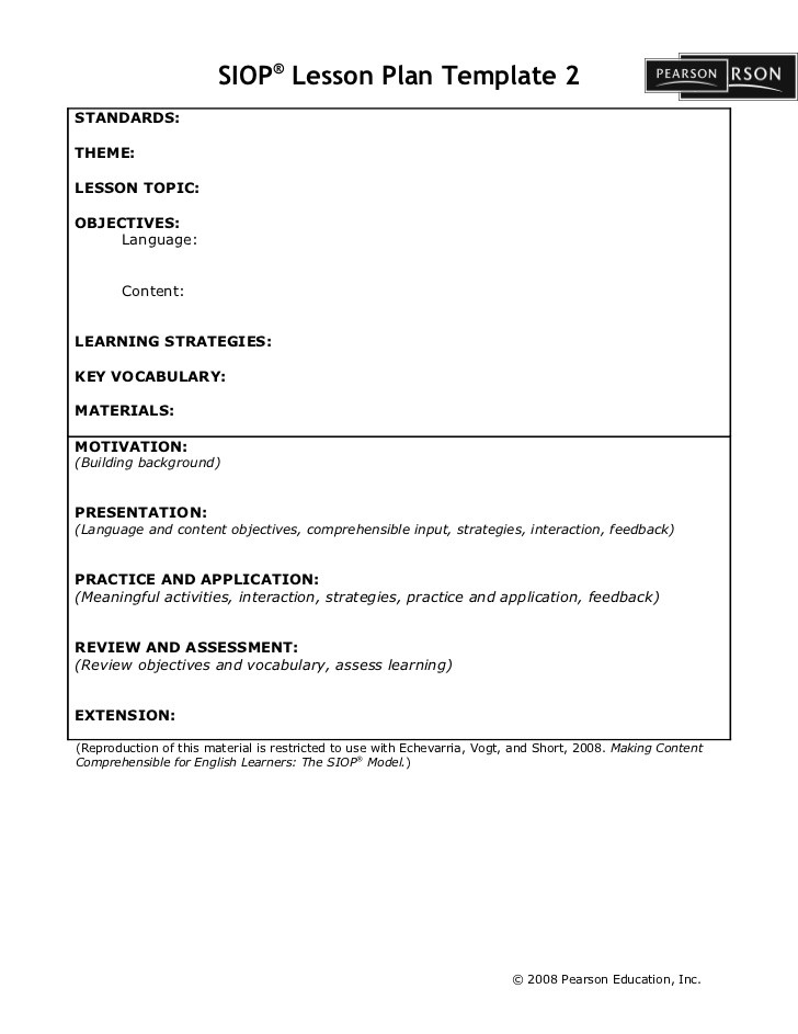 Siop Lesson Plan Template Siop Lesson Plan Template2