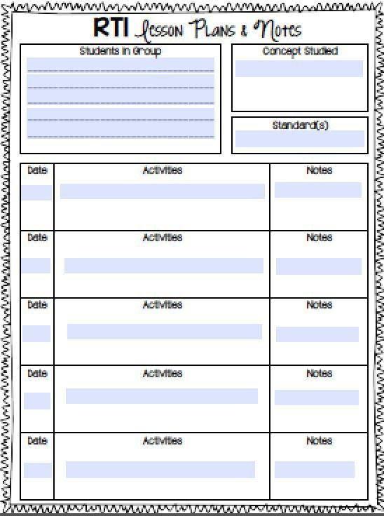Small Group Lesson Plan Template Rti Notebook now Includes Free Editable forms Perfect