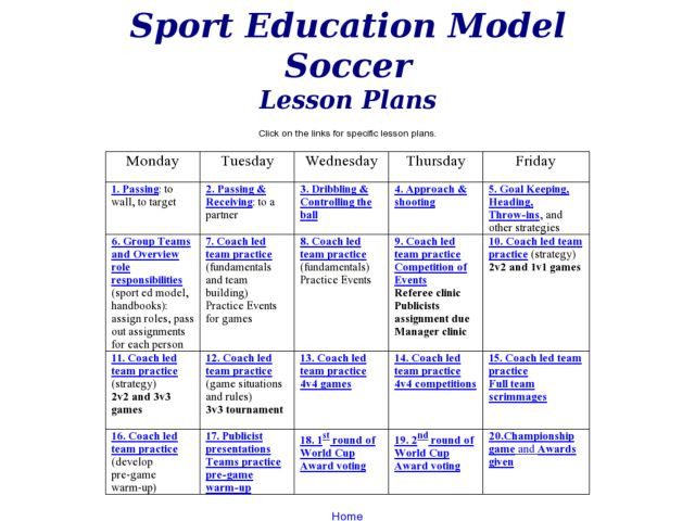 Soccer Lesson Plans soccer Lesson Plans Page Lesson Plan for 7th 12th