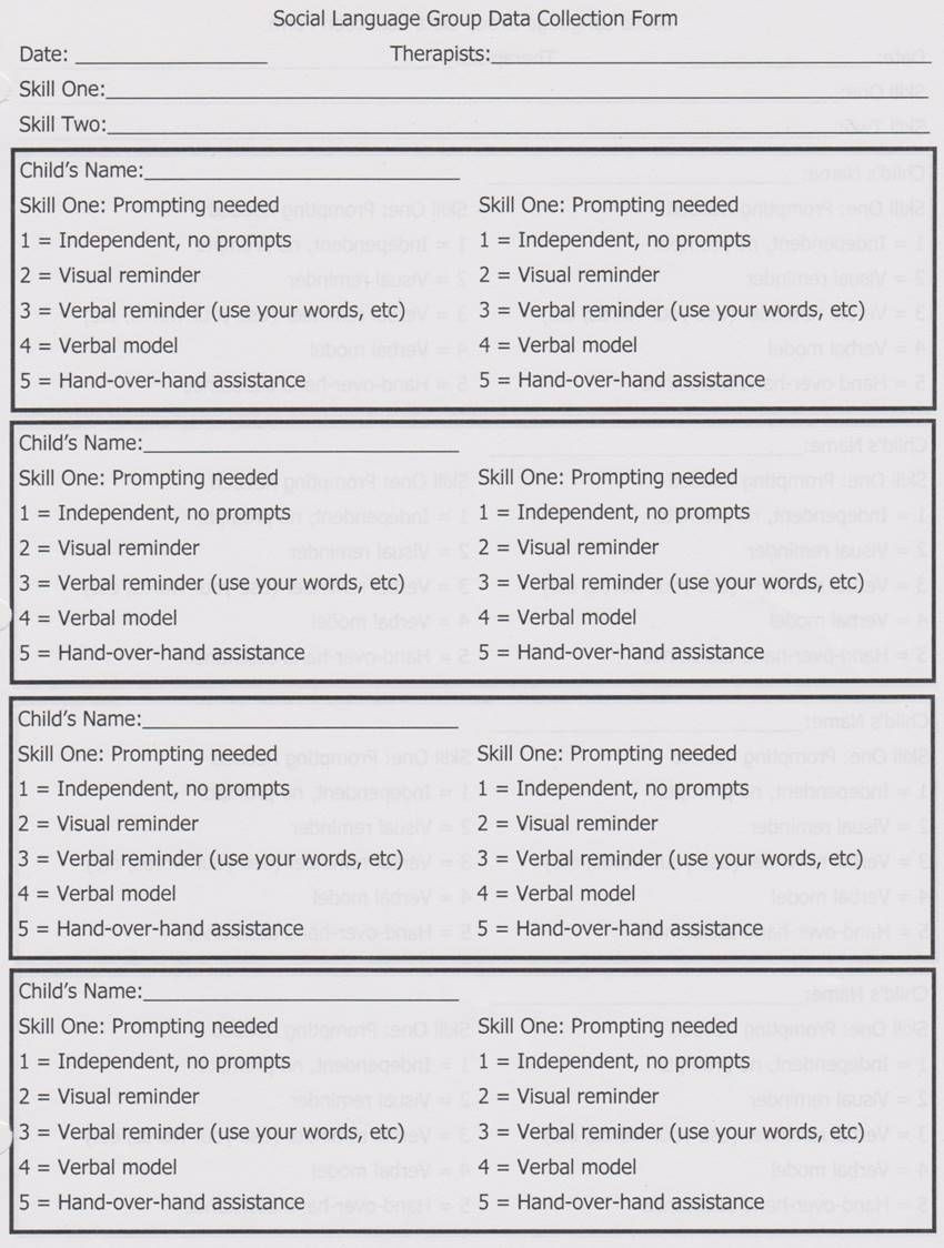 Social Skills Lesson Plans 3 7 16 social Language Group Data Collection form 2