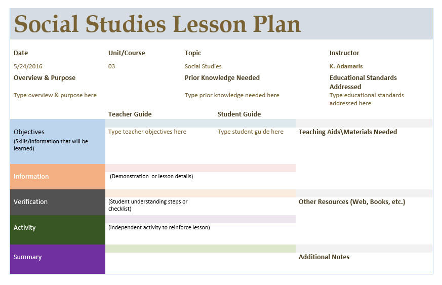 Social Studies Lesson Plans social Stu S Lesson Plan Template Word Templates for