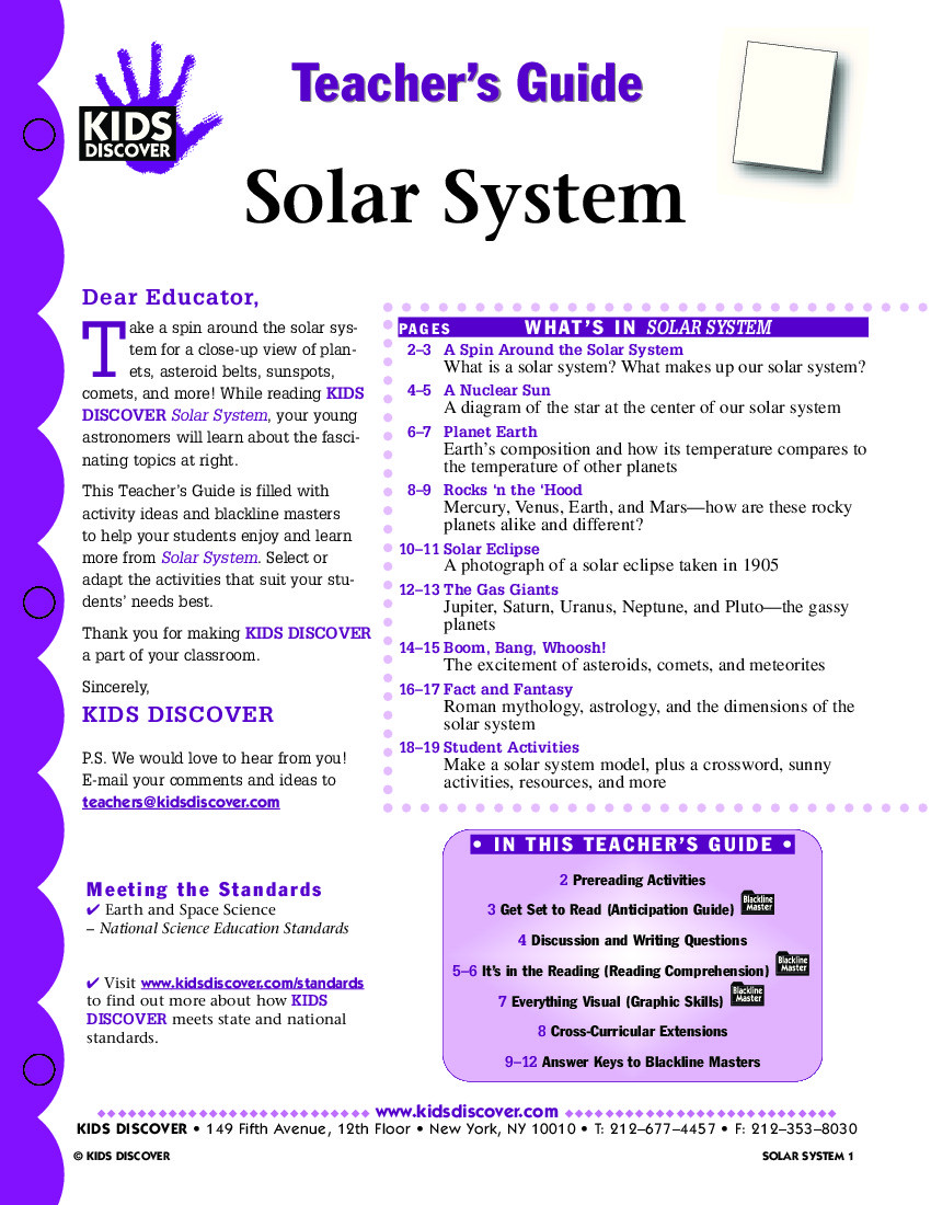 Solar System Lesson Plan solar System Kids Discover
